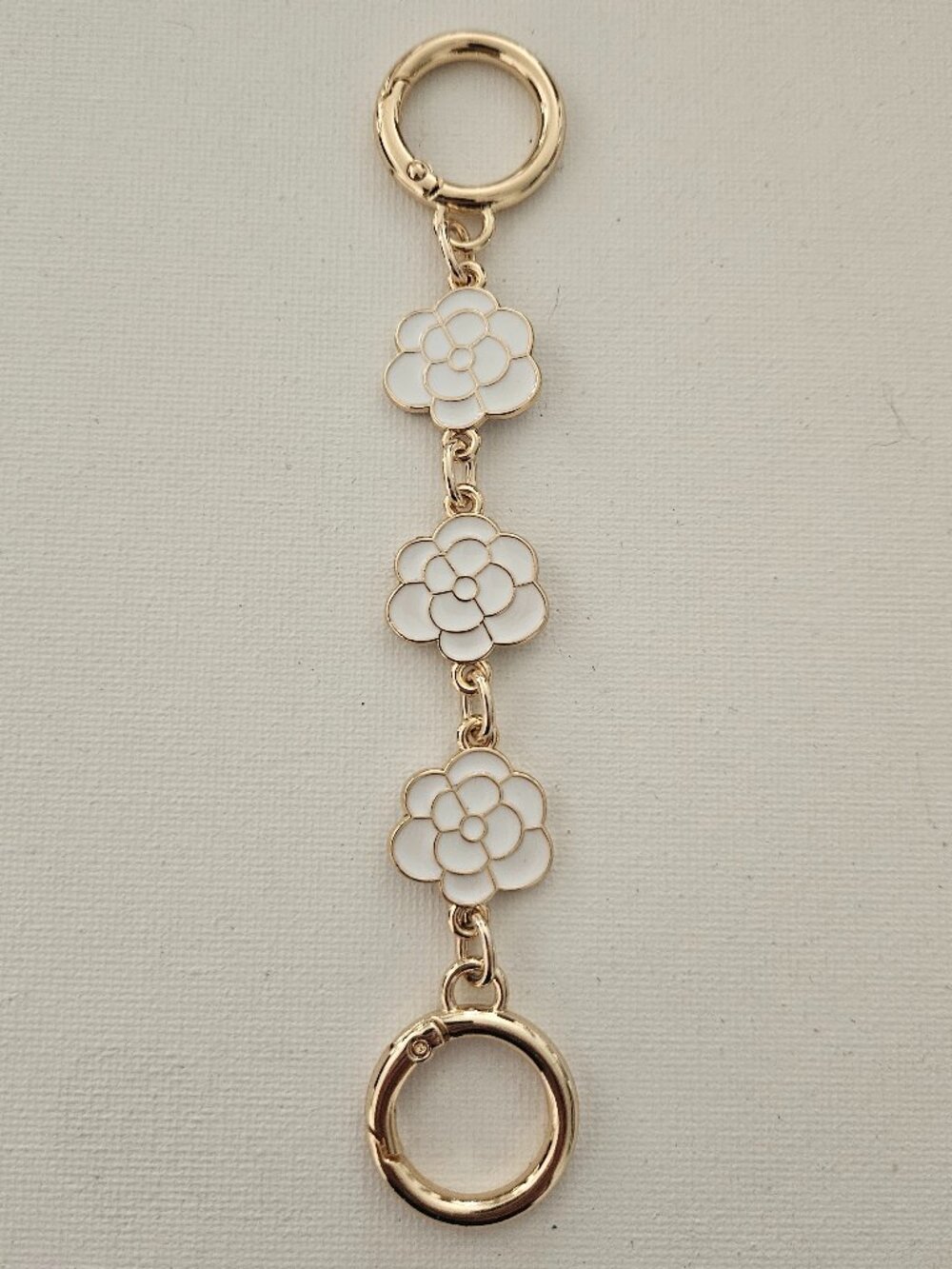 Handbag Purse Chain Handle Strap Crossbody Extender  - Gold Tone/White